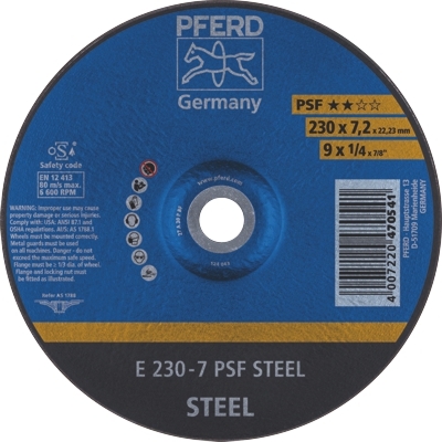 PFERD 62023634 Grinding Disc 230mm x 7.2mm GP - GasRep