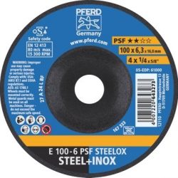 PFERD 62010620 Grinding Disc 100mm x 6.3mm Steel/INOX