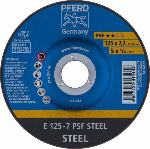 PFERD 62012634 Grinding Disc 125mm x 7.2mm GP - GasRep