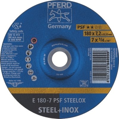 PFERD 62017640 Grinding Disc 180mm x 7.2mm Steel/INOX
