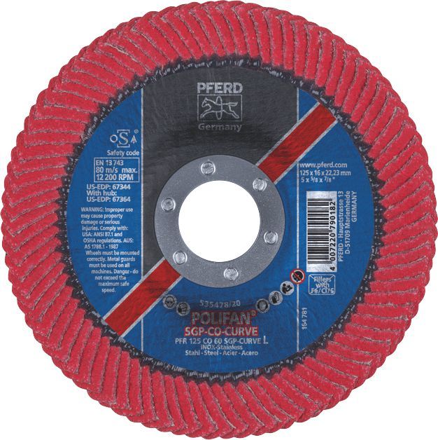 PFERD 67689066 Curved Flap Disc 125mm 60Grit Ceramic