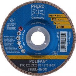 PFERD 67769125 Flap Disc 125mm 120Grit Steel/Inox - GasRep