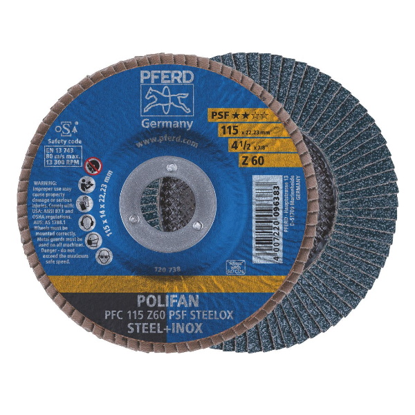 PFERD 67770116 Flap Disc 115mm 60Grit Steel/Inox - GasRep