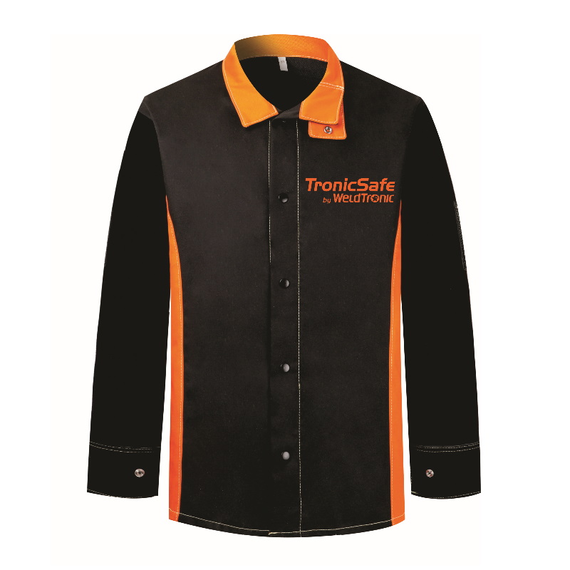 TronicSafe Welding Jacket SP.J45 Black/Orange W/Leather Sleeve