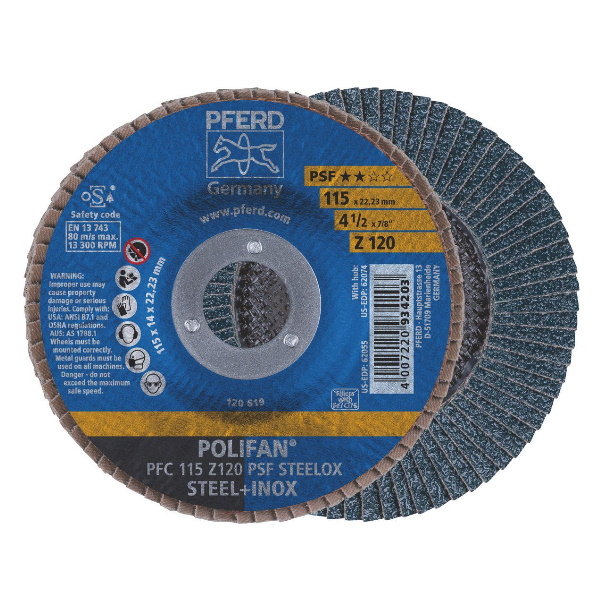 Pferd Flap Disc 115mm 120Grit Steel/Inox - 67769115